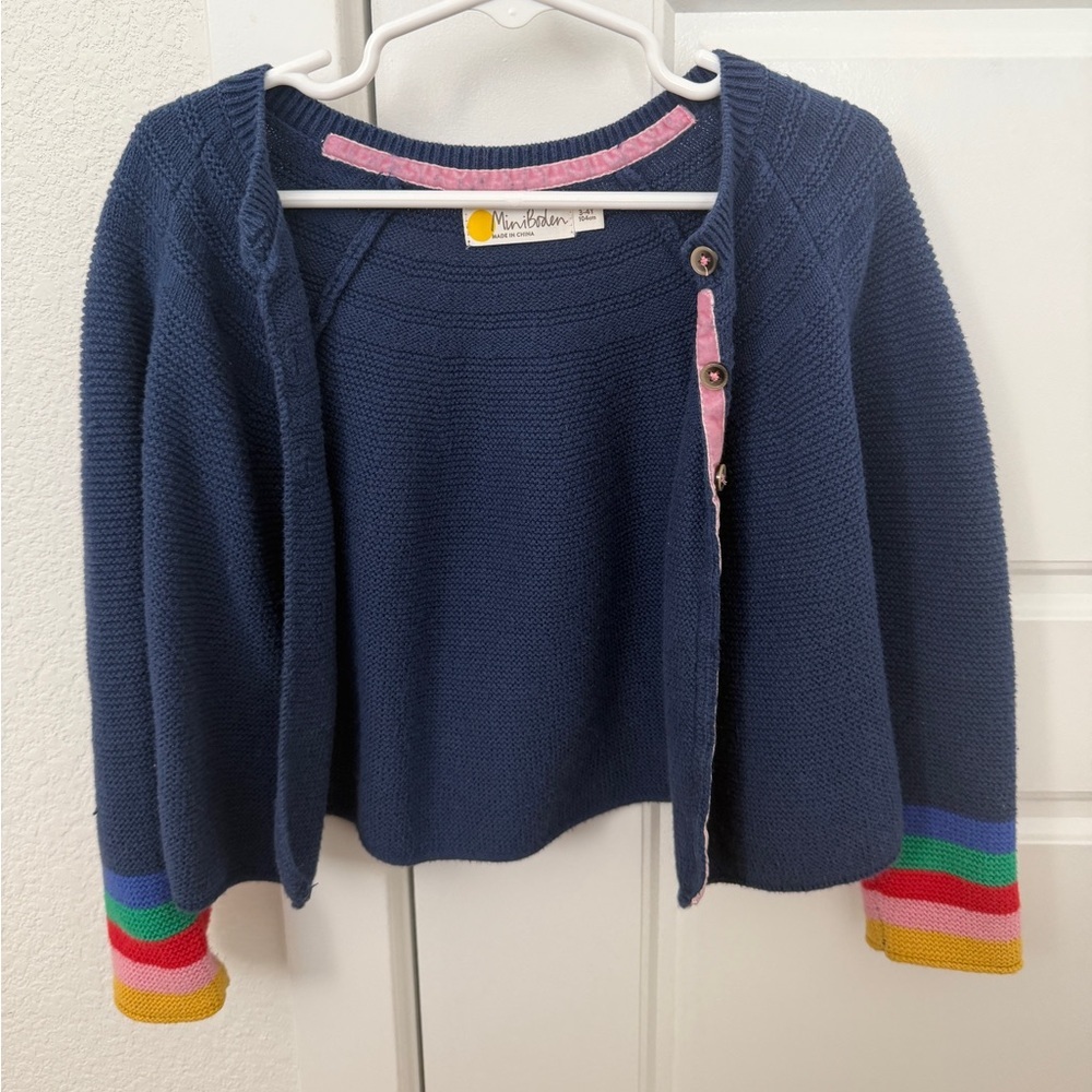 Mini Boden Navy rainbow toddler girl sweater cardigan 3-4 years - Picture 5 of 5